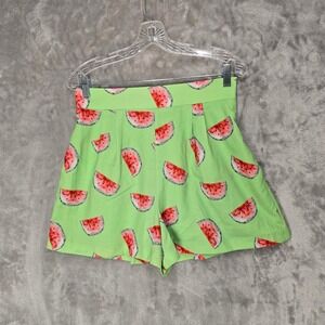 Hutch Shorts Women M Green Fruit Watermelon Hi Rise Anthropologie Novelty Bright